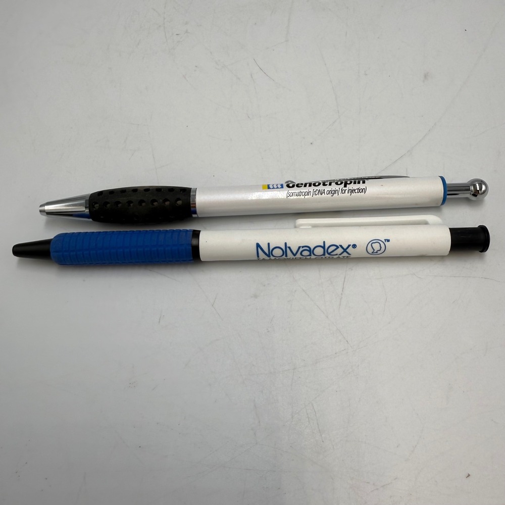 Vintage Pharmaceutical Drug Rep Pen Lot Genotropin Nolvadex Medical Collectible